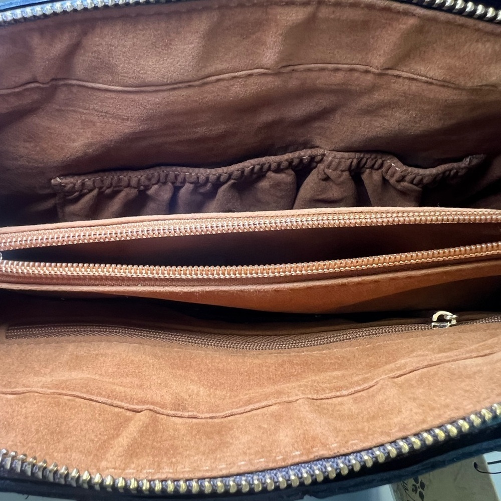New Patricia Nash Dorothy Leather Satchel Braided Trim and Crossbody Strap - Picture 7 of 8